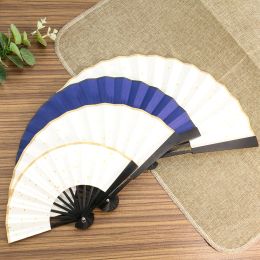 1PC Blank Rice Paper Sprinkle Gold Hand Folding Stage Fan DIY Child Graffiti Painting Crafts Dance Photo Props Summer Cool Tools