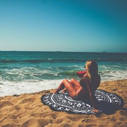 Round Mat Scarve Mandala Tapestry Beach Picnic Throw Rug Blanket Bohemia Grassplot Mats Beach Towel Tassel Yoga Mat Tapestry