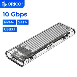 Enclosure ORICO M.2 Enclosure 5Gbps 10Gbps SSD Case USB 3.1 4TB NVME SATA SSD Enclosure Tool Free 4 Colours