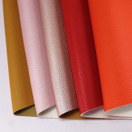 Plain Solid Litchi Faux Synthetic Leather Fabric For DIY Craft Project H0414