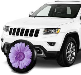 Purple Love Lavender Flower Spare Tyre Cover Waterproof Dust-Proof UV Sun Wheel Tyre Cover Fit for Jeep,Trailer, RV, SUV and Man