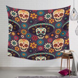 Mexico Skull And Crossbones Flowers Tapestry Wall Hanging Wall Art Bedroom Painting Tapestry Wall Home Decor Dorm Decor Yoga Mat