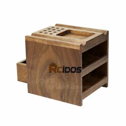 RCIDOS Grade A Solid Black walnut Wood leather creaser tips rack,wood holder for leather craft work tools Storage