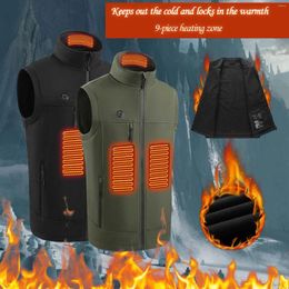 Men's Vests Winter Heated Vest 9 Heating Areas Suit Keep Warm Electric Jacket Down Hunting Thermal Male
