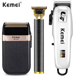 Trimmers Kemei Men Electric Shavers Waterproof Foil Razor Precision Beard Trimmer Twin Blade Rechargeable Barber Haircut Machine Men