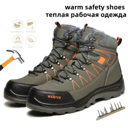 Boots Winter Male Boots Safety Shoes Top Hiking Climb Industrial Steel Toe Cap Work Antismash Skidding Stabproof Warm Sport Shoes