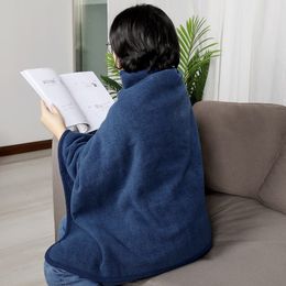 Wearable Flannel Plush Shawl for Women, Plaid Blanket, Warm Blanket, Winter Hoodie, Office Cover, Leg Scarf, Wearable
