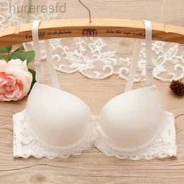 Bras Sexy Lingerie Push Up Bra Top Chest Lace Student Small Chest Sexy Brassiere 32 34 36 A B t Shirt Girl Bra Underwire 240410