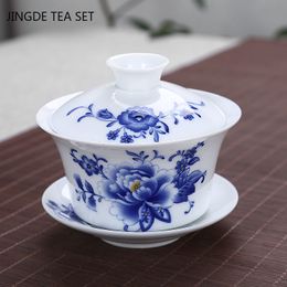 Classic Ceramics Tea Tureen Hand Painted White Porcelain Teacup Home Boutique Gaiwan Chinese Tea Ceremony Accessories