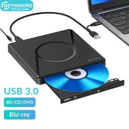Cases PHIXERO USB3.0 External Blu Ray DVD Drive Burner Slim Optical Writer Recorder DVD Player for Laptop PC Mac OS Windows xp/7/8/10