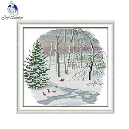 Joy Sunday Suburban four seasons-winter Chinese Cross Stitch kits scenery Counted Printed Cross Stitch Needlework Cross-Stitch