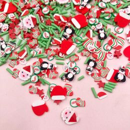 100g Mixed Christmas Santa Penguin Snowman Gloves Socks Slices Polymer Clay Sprinkles For Fluffy DIY Tiny Cute Klei Accessories