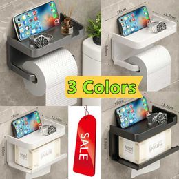 Toilet Paper Holders New 3 Colours Toilet Paper Holder Wall-Mounted Paper Roll Holder Storage Tray Toilet Organiser Phone Stand Bathroom Accessories 240410