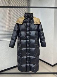 여자 다운 재킷 클래식 브랜드 디자이너 여성 팔 포켓 배지 다운 재킷 겨울 패션 후드 코트 디자인 여성 다운 다운