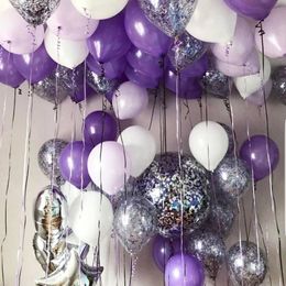 Chrome Silver Romantic Purple Balloons Birthday Party Decorations Wedding Girls Birthday Home Party Baby Shower Supplies Globos