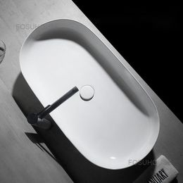 Nordic Simple Bathroom Sinks Oval Washbasin Ceramic Washbasin Toilet Large Washing Sink Bathroom Sink Vanity Sinks For Bathroom