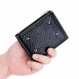 short Wallet for Women with Multiple Card Slots and Foldable Design Made of Top-grain Leather X1zH#