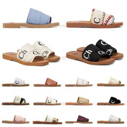 famous designer sandals womens slippers flat mules summer beach shoes woody red bottom sandel slides woman black beige house home clogs slider luxury canvas sandles