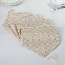Modern Circle Table Runner Gold Silver European Tasselled Embroider Table Runners for Wedding Hotel Home Dinner Table Decoration