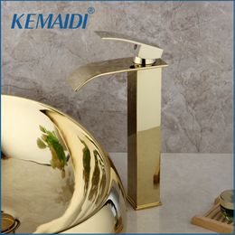 KEMAIDI Basin Faucet Water Tap Bathroom Faucet Solid Gold Faucets Single Handle Water Sink Tap Mixer Bath Room Taps