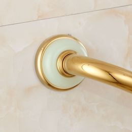 50cm Bathroom Tub Toilet Handrail Jade and Brass Gold Grab Bar Shower Safety Support Handle Towel Bar Bathroom Accessories