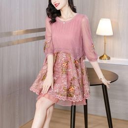 Casual Dresses Summer Floral Natural Silk Butterfly Sleeve V-Neck Midi Dress Women Boho Elegant Bodycon Beach 2024 Korean