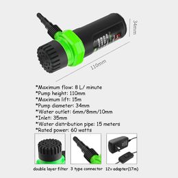 7/10/15meter DC12V Adapter Micro Self-priming Pump Cutting Machine DIY Submersible Water Pump Max Flow 8L/min