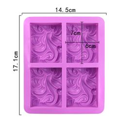 4-cavity Wavy Flower Silicone Handmade Soap Mold Cake Mold DIY Aromatherapy Plaster Mold Essential Oil Soap Mold