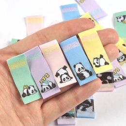 50Pcs Lovely Panda Embroidery Label For Sewing Clothes Accessories DIY Crafts Garment Washable Care Tags Handicrafts Supplies
