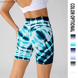 Yoga Outfits High Waist Elastic Yoga Shorts Seamless Fitness Leggings Scrunch Butt Biker Gym Shorts Y240410