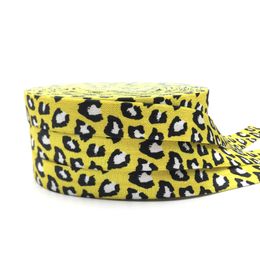 16mm Leopard Print Fold over Elastic Band Sewing Tape Handmade Crafts Accessories DIY Baby Headband Hair Ties