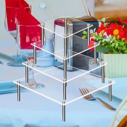 Decorative Plates Round Acrylic Cupcake Stand Holder Clear Stackable Cup Cake Tower Dessert Stands For Donuts Fruits Pizza