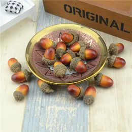 Cheap 20pcs 3cm Acorns Mini Artificial Fake Foam Fruits and Vegetables Berries Flowers For Wedding Christmas Tree Decoration