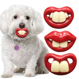 Dog Apparel 3PCS Creative Funny Pet Pacifier Silicone Buckteeth For Red Lips Cat Nipple Puppies Dental Health Toys