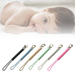 Baby Teether Soother Metal Clip Silicone Beads Pacifier Chain DIY Dummy Nipple Holder Leash Strap Shower Gifts