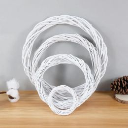 10-30cm White Rattan Wreath Ring DIY Easter Egg Decor Artificial Flower Garland Happy Easter Party Gifts Wedding Home Decoration
