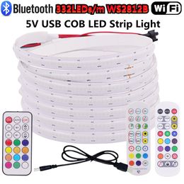 RGB COB Pixel LED Strip Light USB SK6812 332LEDs/m WIFI Bluetooth Dream Colour Addressable Digital Flexible FCOB Tape Diode Lamp