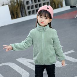 Children Coral Fleece Coat Autumn And Spring Thick Warm Casual Stand-up Collar Clothing Boys And Girls 2-10 Years Kids Jacket