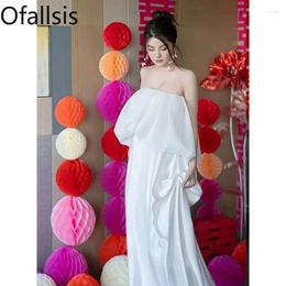 Party Dresses Ofallsis Chinese Morning Robe Bride Pography Dress 2024 White Engagement High End Atmosphere Light Wedding