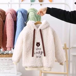 Winter Children's Hooded Coat Clothes Boys Padded Plush Cashmere Jacket For Girls Solid Soft Warm Sports Hoodies Pullover
