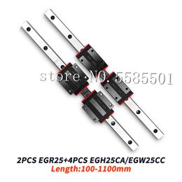 Linear Rail 2pcs EGR25 100mm-1150mm rail + 4pcs EGH25CA/EGW25CC Linear Guide with Block Carriage CNC 3D Print Part