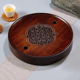 Tea Trays GIANXI Chinese Natural Bamboo Tray Water Storage Board Simple Round Set Plate Accessories