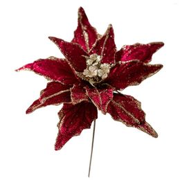 Decorative Flowers 1PC 28cm Christmas Poinsettia Glitter Artificial Flower Hanging Party Xmas Tree Decoration Year Home Decor