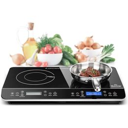 LCD portátil Indução dupla Cooktop 1800W Digital Electric Banchartop Burner com fogão de toque de sensor - solução de cozimento conveniente e eficiente