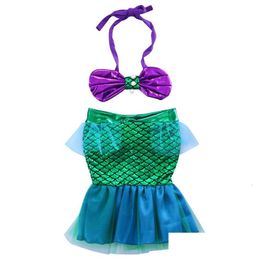 Clothing Sets Sequins Born Toddler Baby Girls Kids Halter Top Mermaid Tail Lace Skirt Dress Outfits Sunsuit Summer Costume 2Pcs Set Dhx1N
