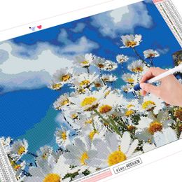 HUACAN Full Drill Square Diamond Painting Daisy Landscape 5D Diamond Embroidery Flowers Mosaic Sale Home Decor