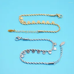 Link Bracelets Fashion Gold-plated Stainless Steel Bracelet For Women Heart Tassel Men Girls Jewelry Accessories Friends Gifts 2024