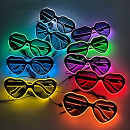 Led Rave Toy Love Heart Glow Neon Rave Glasses EL Wire Flashing LED Sunglasses Light up Costumes For Glow Party Supplies DJ Bar Dance Props 240410