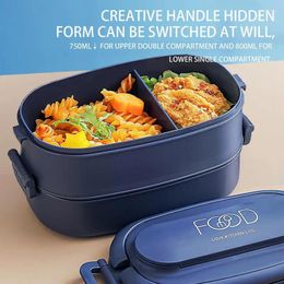 Dinnerware Double Layer Lunch Box Portable Sealed 2 Mesh Kids Snack 1550ml Meal Prep Container With Spoon And Fork