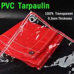 Custom 100% Transparent PVC Tarpaulin Tent Cover Windows Windproof Waterproof Cloth Shelter Clear Rainproof Garden Tarp Sails